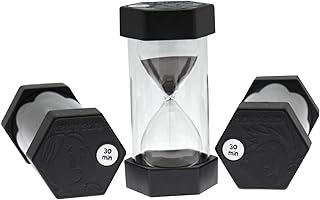 Tink n Stink Large Sand Timer 30 Minute Black Hourglass with Robust End Caps Quiet Time Management Classroom Exams Meetings Exercise Therapy