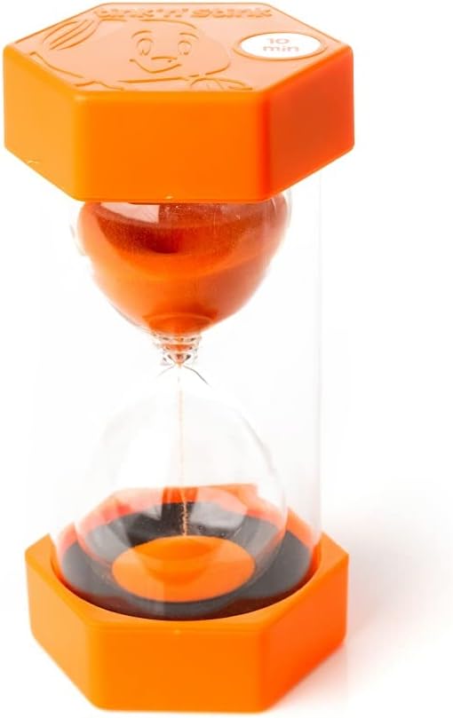 Tink n Stink Large Sand Timer 10 Minute Orange Hourglass with Robust End Caps Quiet Time Management Classroom Exams Home Office-3