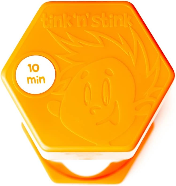 Tink n Stink Large Sand Timer 10 Minute Orange Hourglass with Robust End Caps Quiet Time Management Classroom Exams Home Office-5