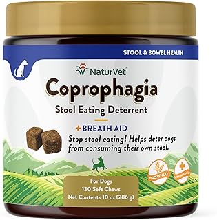 NaturVet – Coprophagia Stool Eating Deterrent – Deters Dogs from Consuming Stool – No Poop Eating for Dogs - Enhanced with Breath Aid Freshener, Enzymes & Probiotics – 130 Soft Chews