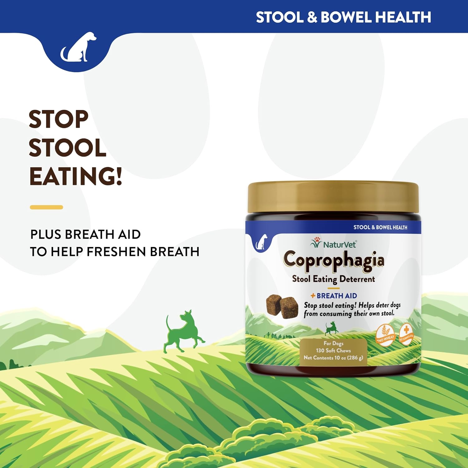 NaturVet – Coprophagia Stool Eating Deterrent – Deters Dogs from Consuming Stool – No Poop Eating for Dogs - Enhanced with Breath Aid Freshener, Enzymes & Probiotics – 130 Soft Chews-2