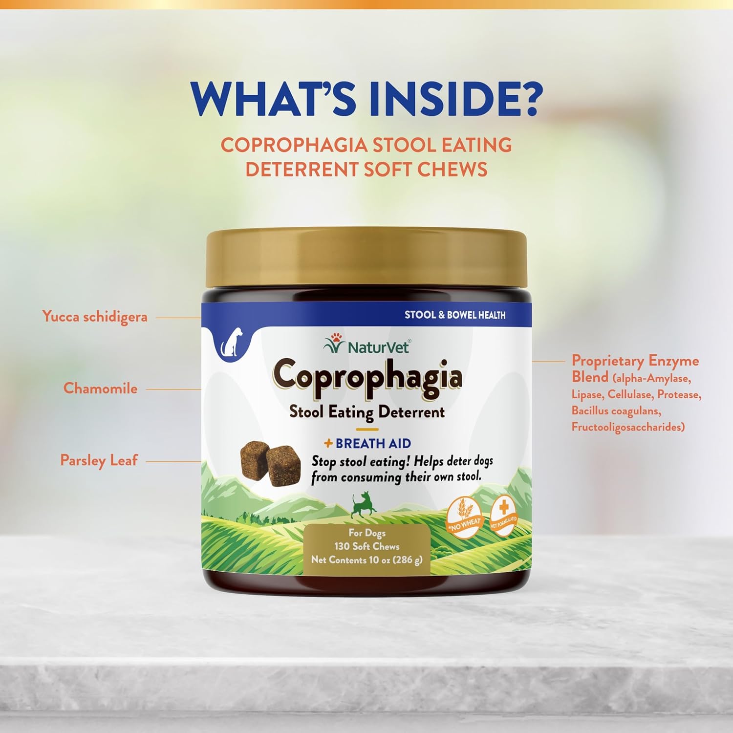 NaturVet – Coprophagia Stool Eating Deterrent – Deters Dogs from Consuming Stool – No Poop Eating for Dogs - Enhanced with Breath Aid Freshener, Enzymes & Probiotics – 130 Soft Chews-4