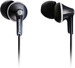 Panasonic RP-HJE125-K, 3.5mm ErgoFit Wired Earbuds, Noise Isolating In-Ear Stereo Earphones, Dynamic Clear Sound, Ergonomic Custom-Fit Earpieces (S/M/L), Large 9mm Driver, Long cord, No Mic - Black