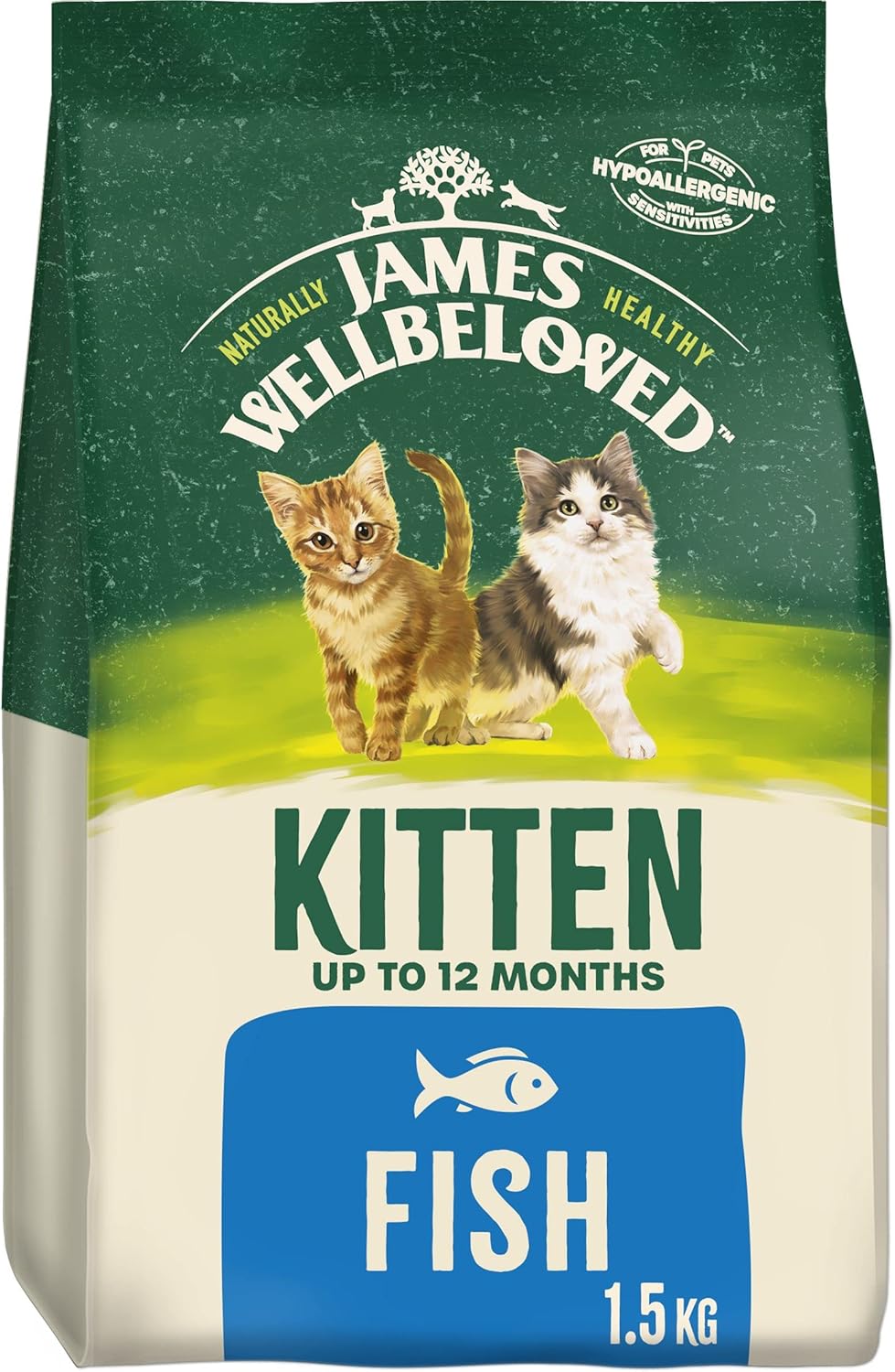 James Wellbeloved Junior Fish 1.5 kg Bag, Hypoallergenic Kitten Dry Cat Food-0