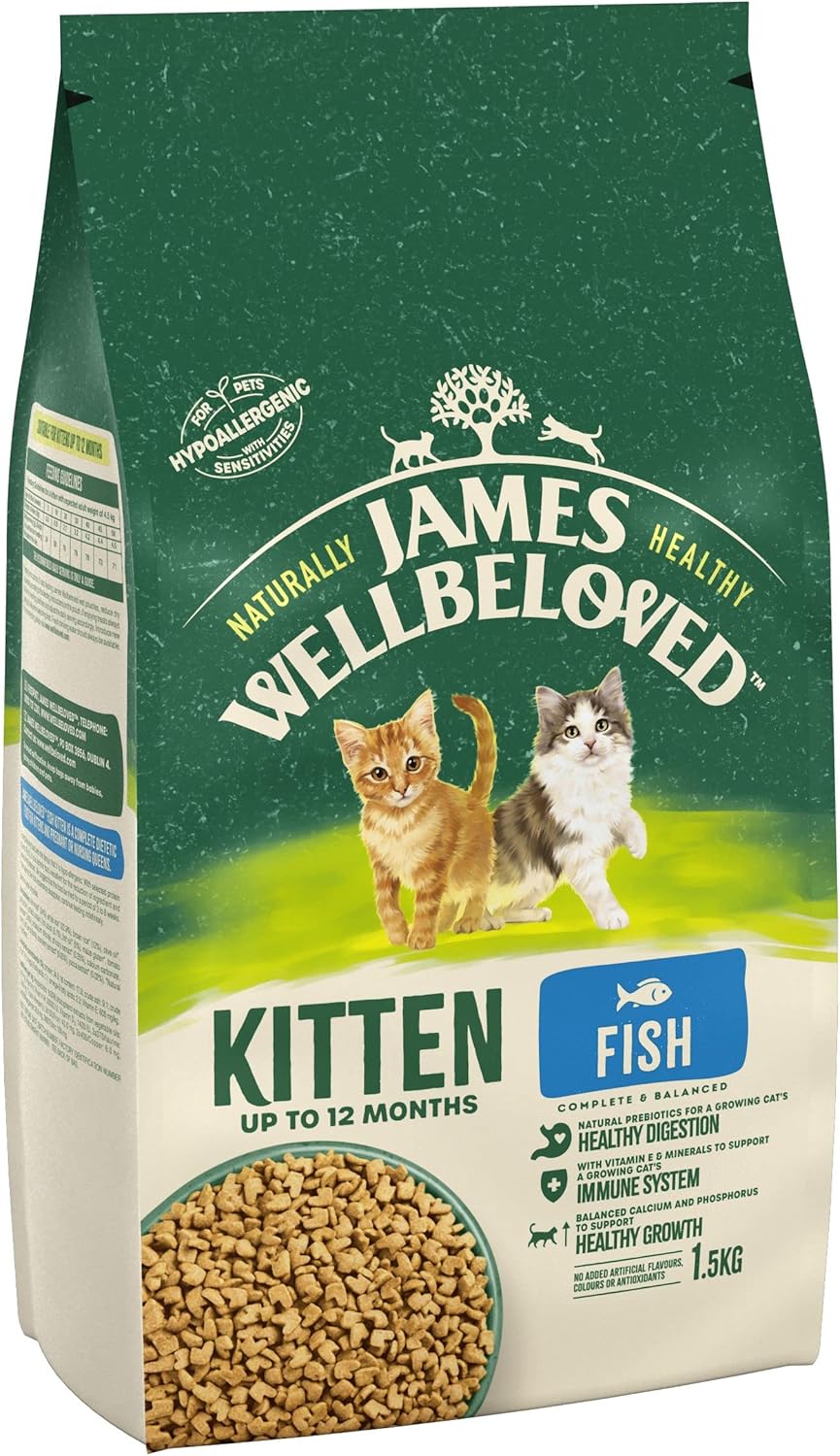 James Wellbeloved Junior Fish 1.5 kg Bag, Hypoallergenic Kitten Dry Cat Food-1