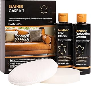 Furniture Clinic Leather Furniture Care Kit - Premium Cleaning Kit for Leather Sofas & Furniture - 250ml Leather Cleaner & Leather Conditioner – For All Types of Leather