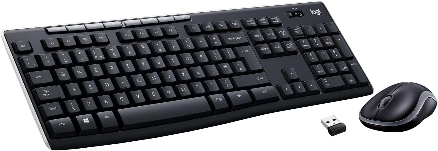 Logitech MK270 Wireless Keyboard and Mouse Combo for Windows, 2.4 GHz Wireless, Compact Mouse, 8 Multimedia and Shortcut Keys, 2-Year Battery Life, for PC, Laptop, QWERTY UK English Layout - Black-0