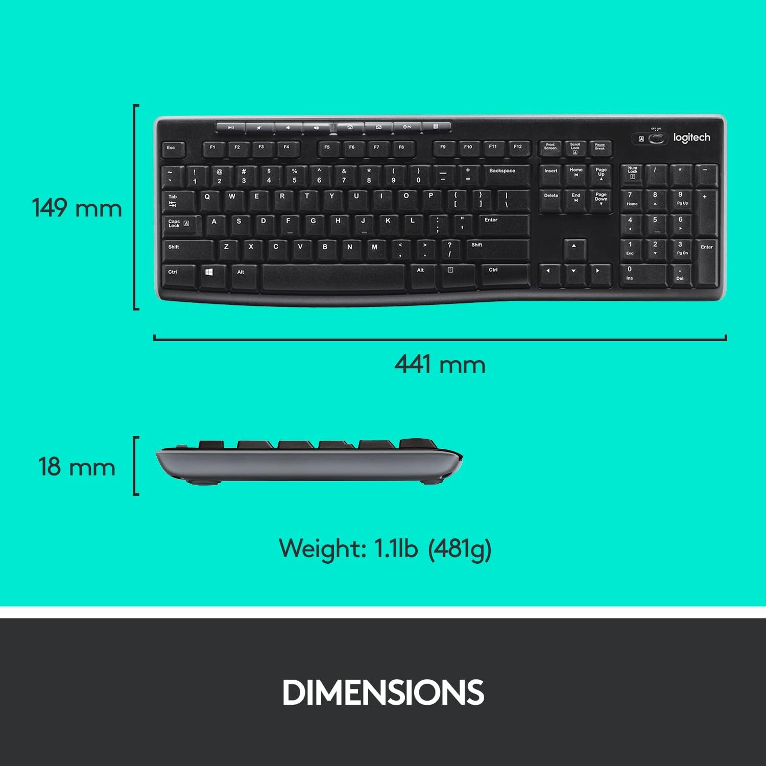 Logitech MK270 Wireless Keyboard and Mouse Combo for Windows, 2.4 GHz Wireless, Compact Mouse, 8 Multimedia and Shortcut Keys, 2-Year Battery Life, for PC, Laptop, QWERTY UK English Layout - Black-6