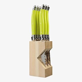 Laguiole 6pc Steak Knife Set In Block (Lime)