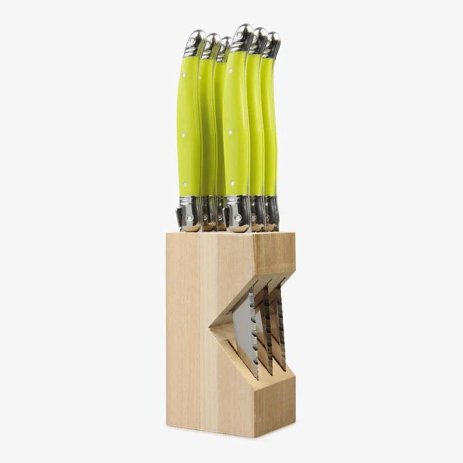 Laguiole 6pc Steak Knife Set In Block (Lime)-0