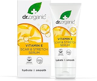 DR ORGANIC Vitamin E Scar & Stretch Mark Serum, Moisturising, All Skin Types, Natural, Vegetarian, Cruelty-Free, Paraben & SLS-Free, Recycled & Recyclable, Organic, 50ml, Packaging may vary