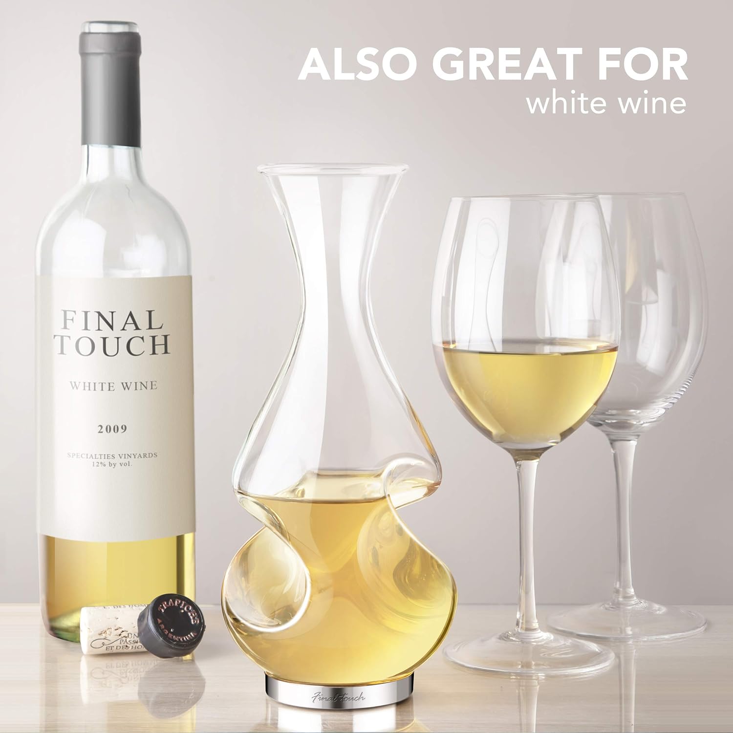 Final Touch Conundrum Wine Aerator Decanter Drinking Gift, Clear,375ml-5