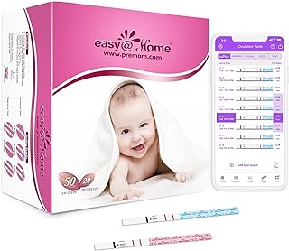 Easy@Home 50 Ovulation Test Strips and 20 Pregnancy Test Strips-Width of 5mm-Powered by Premom Ovulation Predictor iOS and Android App