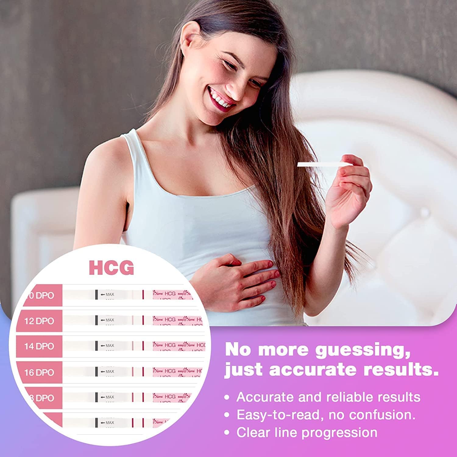 Easy@Home 50 Ovulation Test Strips and 20 Pregnancy Test Strips-Width of 5mm-Powered by Premom Ovulation Predictor iOS and Android App-2