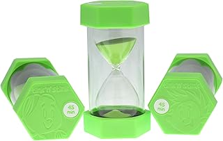 Tink n Stink Large Sand Timer 45 Minute Bright Green Hourglass with Robust End Caps Quiet Time Management Classroom Therapy Home Office