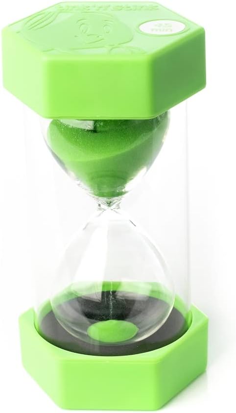 Tink n Stink Large Sand Timer 45 Minute Bright Green Hourglass with Robust End Caps Quiet Time Management Classroom Therapy Home Office-4