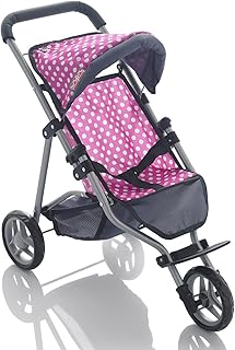 Molly Dolly My First 3 Wheeler Doll's Pushchair - Collapsible Toy Pram For Girls - Dolls Toy Buggy - Doll Stroller For 2, 3, 4, 5 Year Olds