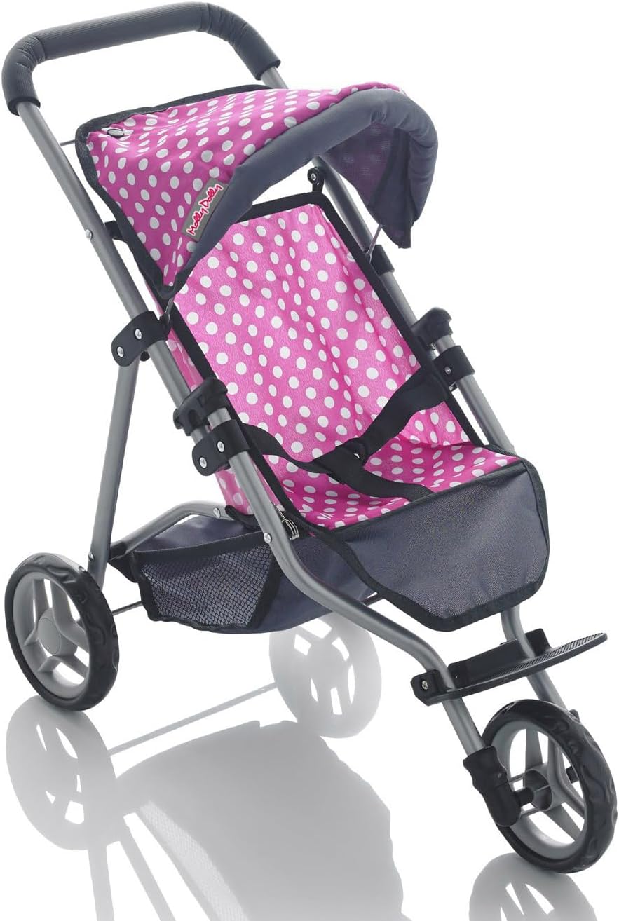 Molly Dolly My First 3 Wheeler Doll's Pushchair - Collapsible Toy Pram For Girls - Dolls Toy Buggy - Doll Stroller For 2, 3, 4, 5 Year Olds-0