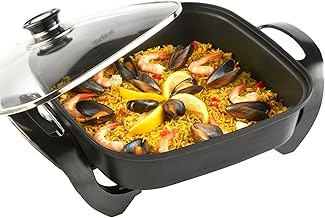 VonShef Multi Cooker 5L – 30cm Electric Frying Pan with Lid & Adjustable Temperature Control, Easy Clean, Non Stick Aluminium with Cool Touch Handles & Detachable Power Cable for Serving – 1500W