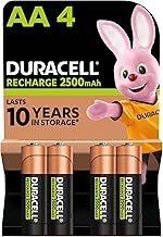 Duracell Rechargeable AA Batteries (Pack of 4), 2500 mAh NiMH, pre-charged, Our No. 1 Longest Lasting Rechargable battery with a 0% plastic 100% recyclable packaging