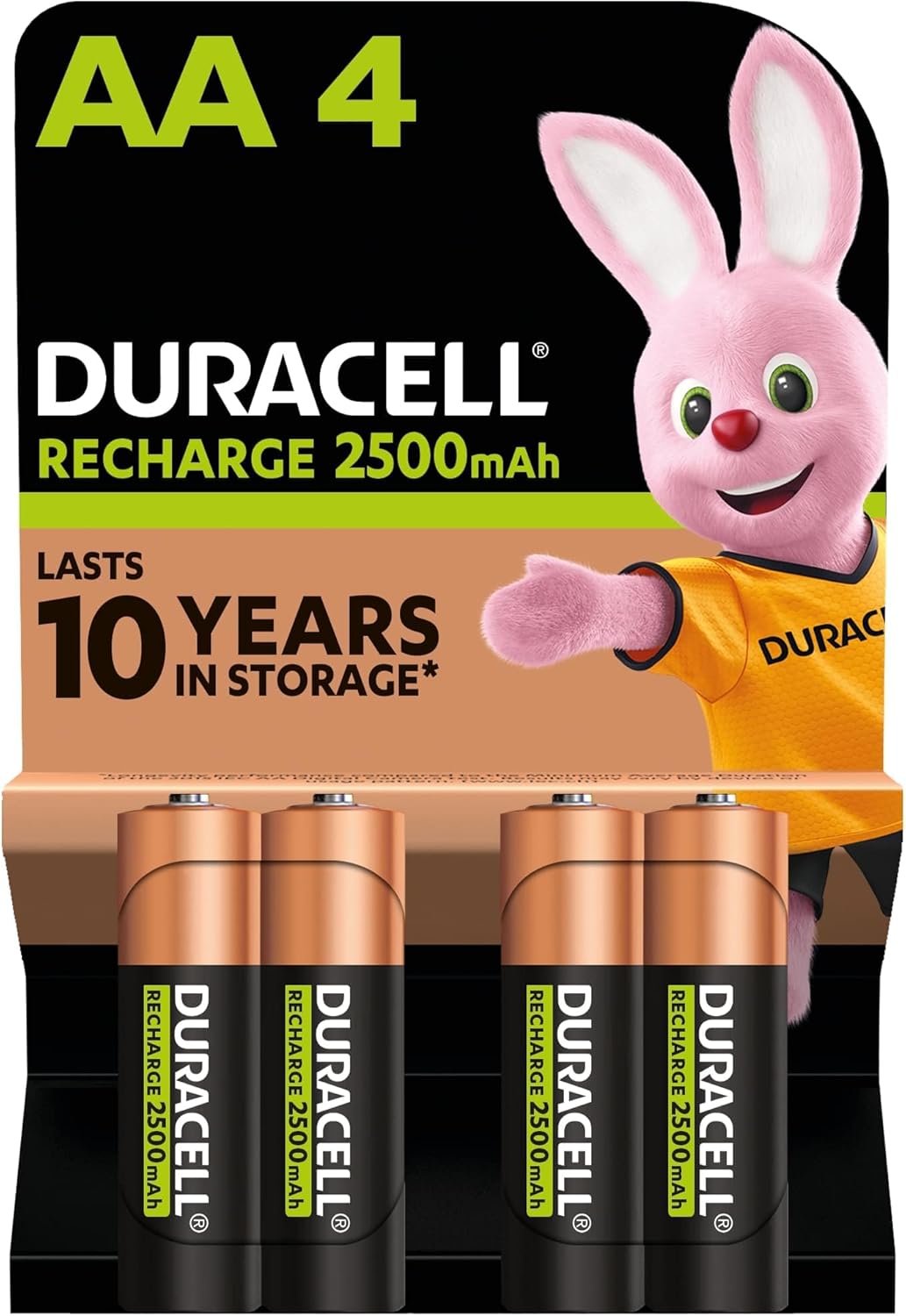 Duracell Rechargeable AA Batteries (Pack of 4), 2500 mAh NiMH, pre-charged, Our No. 1 Longest Lasting Rechargable battery with a 0% plastic 100% recyclable packaging-0