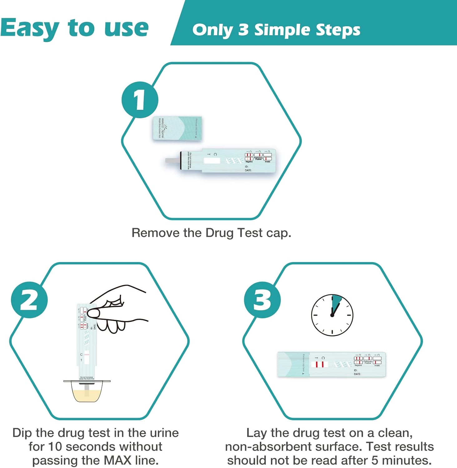 Cannabis Marijuana THC Urine Drug Tests Kit Single Panel Easy@Home - 10 Pack-3