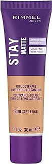 Rimmel London Stay Matte Liquid Mousse Foundation, Good Coverage and Oil-Free Formula, Soft Beige, 30 ml