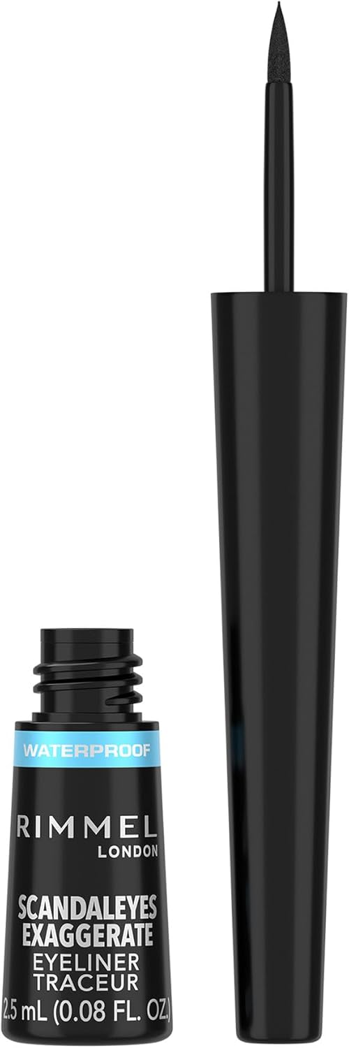 RIMMEL LONDON - Scandal'eyes Exaggerate Liquid Eyeliner - Waterproof, Smudge-proof, Flake-proof, Run-proof - Highly Pigmented Formula & Matte-Black Finish - 001 Black - 2.5ml-0