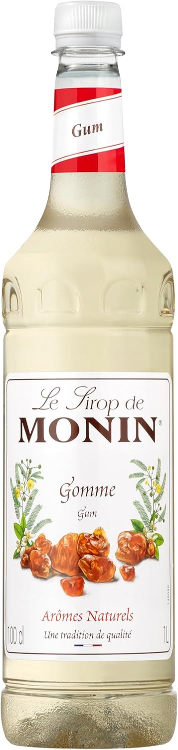 MONIN Premium Gum Syrup 1L for Cocktails and Mocktails. Vegan-Friendly, Allergen-Free, 100% Natural Flavours and Colourings-0