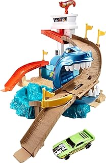 Hot Wheels Color Shifter Sharkport Showdown, Playset Shark thematic, Includes Toy Car, for Kids 4 Years+, BGK04