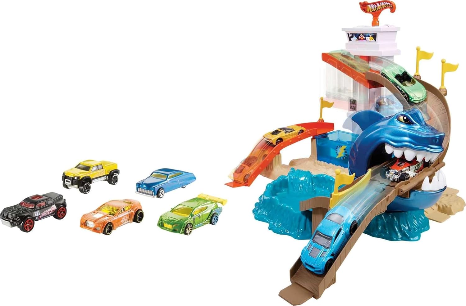 Hot Wheels Color Shifter Sharkport Showdown, Playset Shark thematic, Includes Toy Car, for Kids 4 Years+, BGK04-4