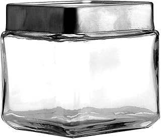 Anchor Hocking 1-Quart Stackable Jars with Brushed Aluminum Lid, Set of 6