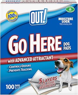 OUT! Go Here Absorbent Pet and Puppy Training Pads |100 Pads