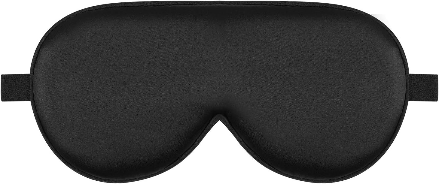 Alaska Bear Sleep Mask Silk Cover - Eye Contour Built in No Pressure - Handmade, Upgrade Over Conventional Flat Thin Shades (Black, Gift Ready Packaging)-0