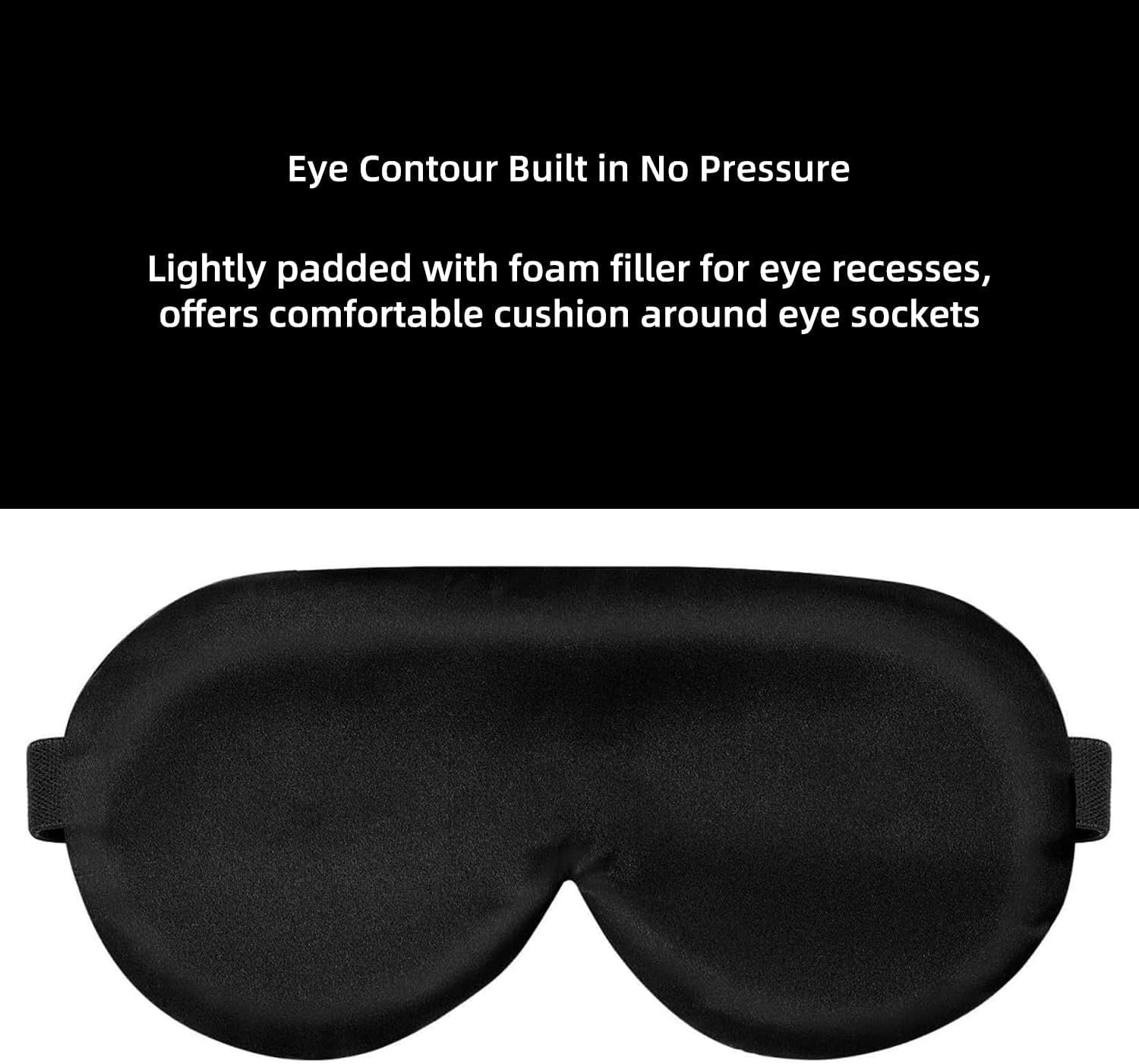 Alaska Bear Sleep Mask Silk Cover - Eye Contour Built in No Pressure - Handmade, Upgrade Over Conventional Flat Thin Shades (Black, Gift Ready Packaging)-1