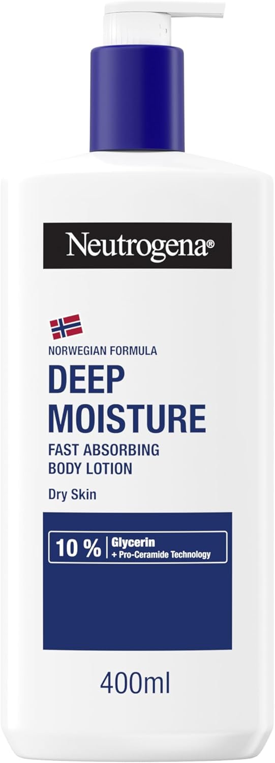 Neutrogena Norwegian Formula Deep Moisture Fast-Absorbing Body Lotion (1x 400ml), Non-Greasy Body Moisturiser for Dry Skin with 10% Glycerine and Pro-Ceramide Technology, Provides 72-Hour Moisturisation-0