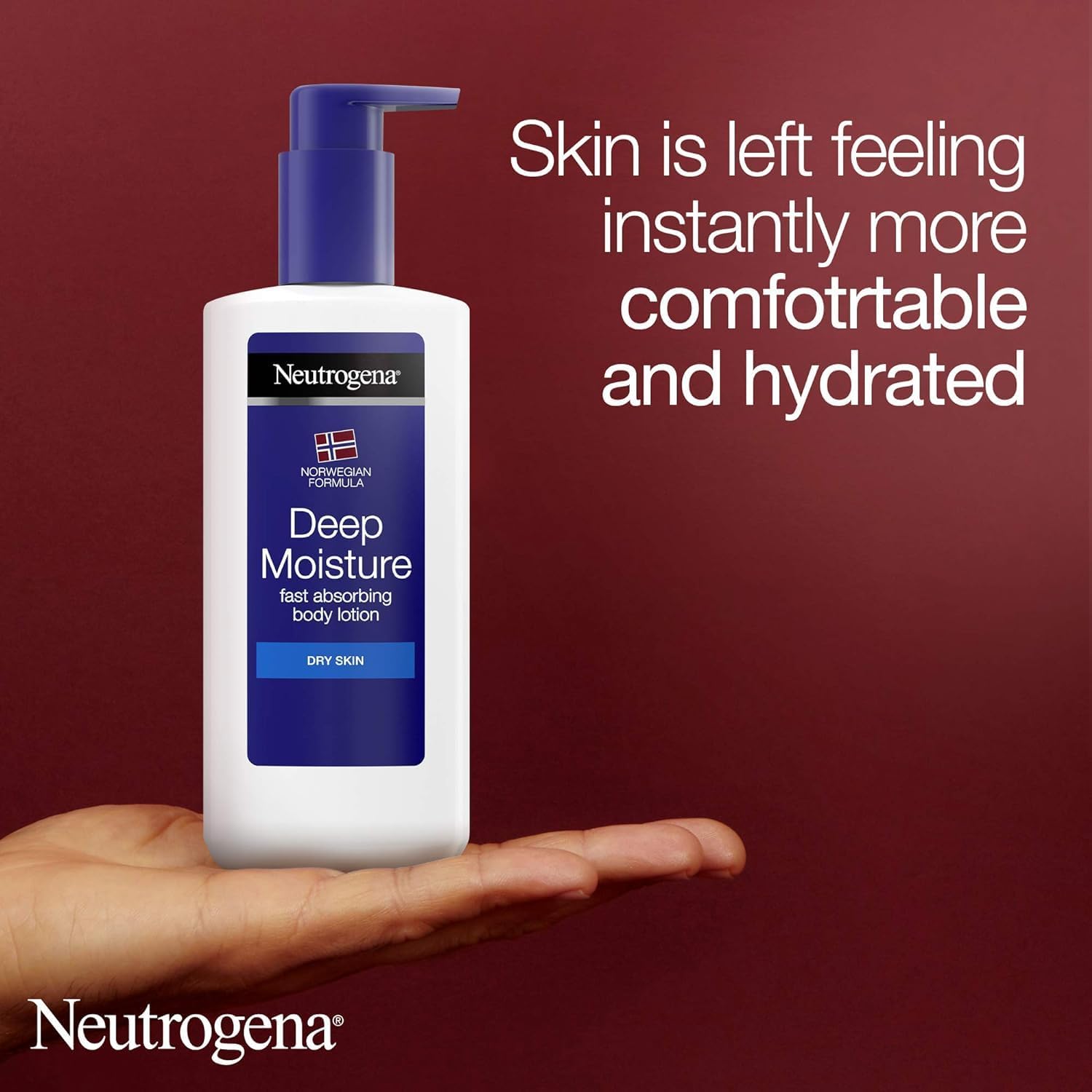 Neutrogena Norwegian Formula Deep Moisture Fast-Absorbing Body Lotion (1x 400ml), Non-Greasy Body Moisturiser for Dry Skin with 10% Glycerine and Pro-Ceramide Technology, Provides 72-Hour Moisturisation-3