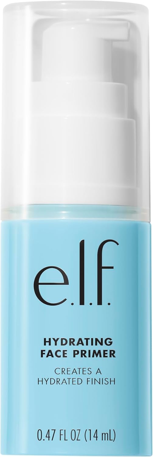 e.l.f., Hydrating Face Primer, Lightweight, Long Lasting, Creamy, Hydrates, Smooths, Fills in Pores and Fine Lines, Natural Matte Finish, Infused with Vitamin E, 0.47 Oz-0