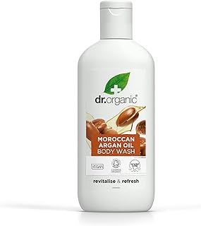 DR ORGANIC Moroccan Argan Oil Body Wash, Shower Gel, Natural, Vegan, Cruelty-Free, Paraben & SLS-Free, Recyclable & Recycled Ocean Bound Plastic, Certified Organic, 250ml, Packaging may vary