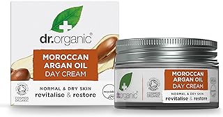 DR ORGANIC Moroccan Argan Oil Day Cream, Moisturising, Normal & Dry Skin, Natural, Vegan, Cruelty-Free, Paraben & SLS-Free, Recycled & Recyclable, Certified Organic, 50ml, Packaging may vary