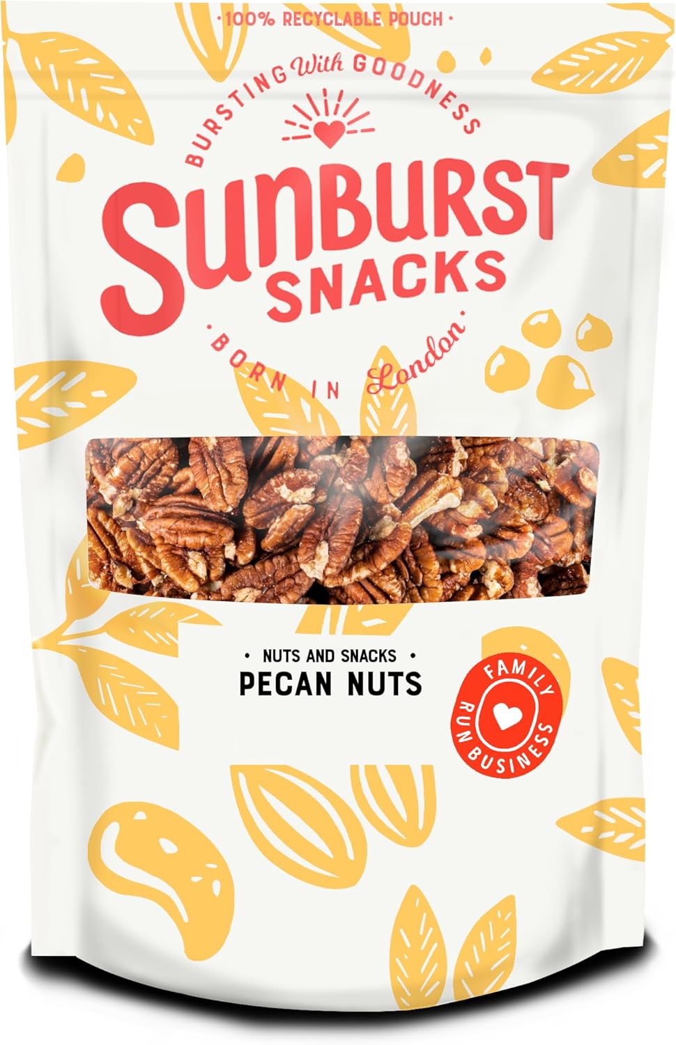 Sunburst Raw Whole Mammoth Pecan Nuts, GMO Free, Resealable & Recyclable Pouch, 500g-0