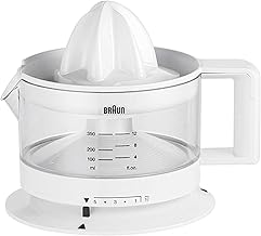 Braun House Hold CJ3000 Electric Citrus Press, 350 ml Bowl with Scale, Adjustable Pulp Control, Automatic Start/Stop, Cable Storage - White