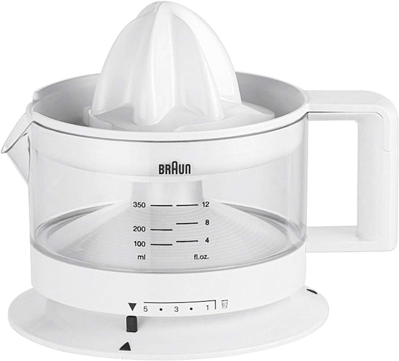 Braun House Hold CJ3000 Electric Citrus Press, 350 ml Bowl with Scale, Adjustable Pulp Control, Automatic Start/Stop, Cable Storage - White-0