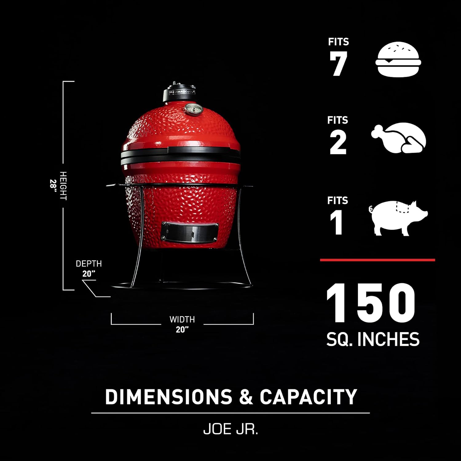 Kamado Joe KJ13RH Joe Jr Charcoal Grill, Blaze Red-9