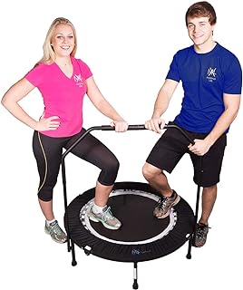 MaXimus PRO Folding Rebounder Fitness Trampoline | Voted #1 Indoor Mini Exercise Trampoline For Adults With Bar | Best Home Gym for Fitness & Lose Weight | FREE Storage Bag, Resistance Bands, Awesome ONLINE & DVD Workouts!