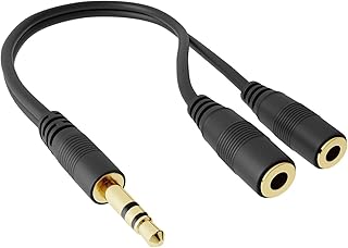 AKORD Gold 3.5mm Headphone Splitter Jack Male to 2 Dual Female Cable lead audio Y-SPLITTER