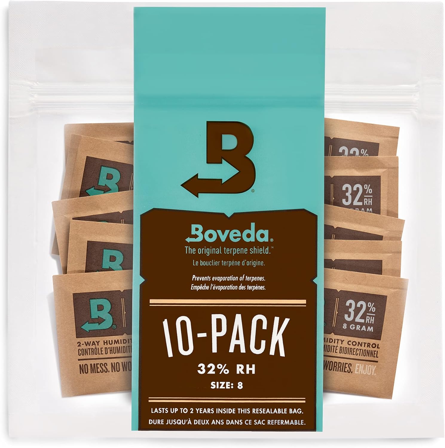 Boveda 32% Two-Way Humidity Control Packs For Storing 1 oz of Dry Goods – Size 8 – 10 Pack – Humidifier Packs for Coffee & Tea Storage – Hydration Packets in Resealable Bag-0