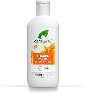 DR ORGANIC Manuka Honey Body Wash, Shower Gel, Dry Skin, Mens, Womens, Natural, Vegetarian, Cruelty-Free, Paraben & SLS-Free, Certified Organic, 250ml, Packaging may vary