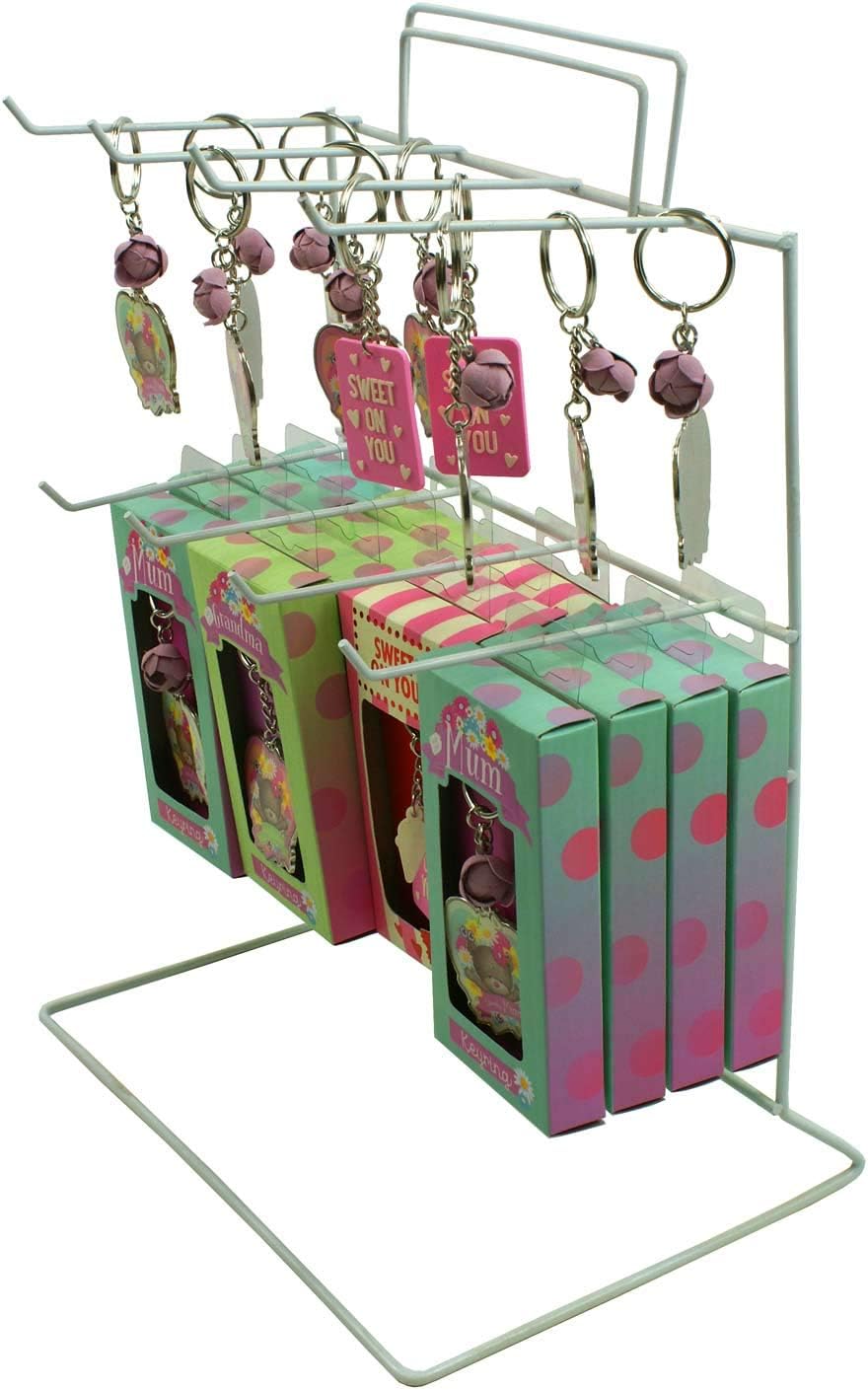 Display Stands 8 Hook Retail Counter Top for Keyrings, Crafts & Accessories in White - Shop, Market (J87)-3