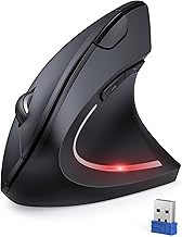 TECKNET Ergonomic Mouse, 4800DPI Wireless Vertical Mouse 6-Button Silent Mouse with 5 Adjustable Levels DPI, USB Receiver, 2.4G Cordless Computer Mouse Optical Wireless Mouse for Laptop, PC, Mac